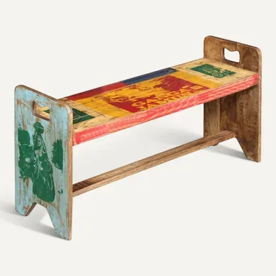 Banc Bois Massif Recyclé 100x30x50 Cm