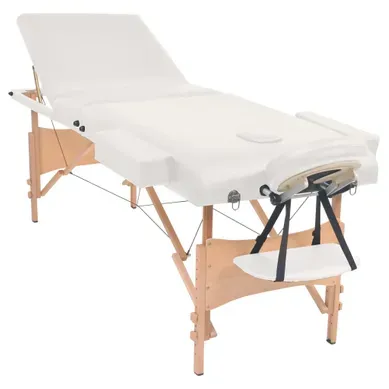 Table De Massage Pliable À 3 Zones 10 Cm D'épaisseur Blanc