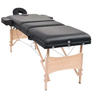 Table De Massage Pliable Et Tabouret 10 Cm D'épaisseur Noir