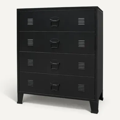 Commode à Tiroirs Métal Style Industriel 78x40x93 Cm Noir Buffet Armoire De Rangement Commode à Tiroirs Métal Style Industriel 78x40x93 Cm Noir Buffet Armoire De Rangement