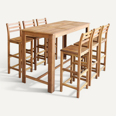 Ensemble Table Et Chaises De Bar 7 Pièces En Bois D'acacia Massif Rustique Pour Et Intérieur Ensemble Table Et Chaises De Bar 7 Pièces En Bois D'acacia Massif Rustique Pour Et Intérieur