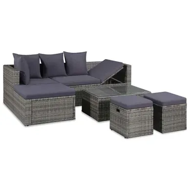 Salon De Jardin 4 Pièces Avec Coussins Résine Tressée Gris Salon De Jardin 4 Pièces Avec Coussins Résine Tressée Gris
