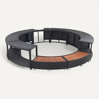 Entourage De Spa Avec Cadre En Acier et Rangement Intégré Noir Poly Rattan Entourage De Spa Avec Cadre En Acier et Rangement Intégré Noir Poly Rattan