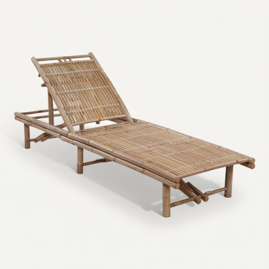 Chaise Longue Extérieure En Bambou - 60x200cm - Marron Clair