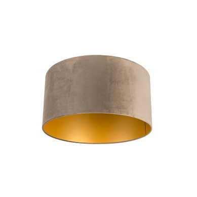Abat-jour Velours Taupe 50/50/25 Avec Intérieur Doré Abat-jour Velours Taupe 50/50/25 Avec Intérieur Doré