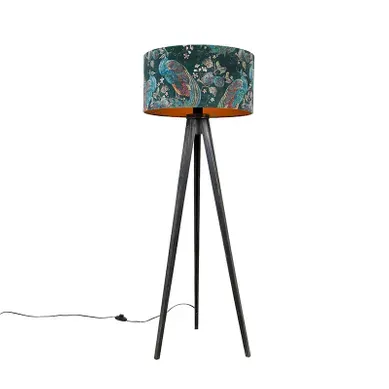 Lampadaire Trépied Noir Avec Abat-jour Paon 50 Cm - Tripod Classic Lampadaire Trépied Noir Avec Abat-jour Paon 50 Cm - Tripod Classic