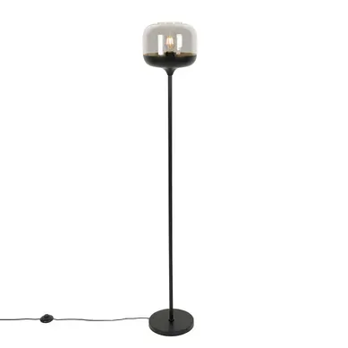 Lampadaire Design Noir Avec Verre Doré Et Fumé - Kyan Lampadaire Design Noir Avec Verre Doré Et Fumé - Kyan