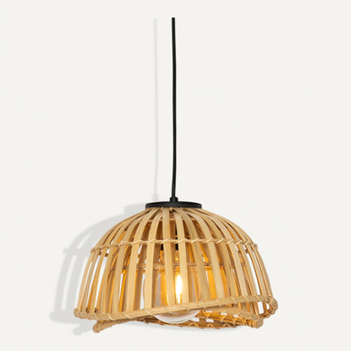 Lampe à Suspension Orientale Noire Avec Bambou Naturel 30 Cm - Pua Lampe à Suspension Orientale Noire Avec Bambou Naturel 30 Cm - Pua