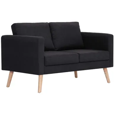 Vidaxl Canapé À 2 Places Avec Coussins Tissu Noir Sofa Meuble De Salle De Séjour Salon Bureau