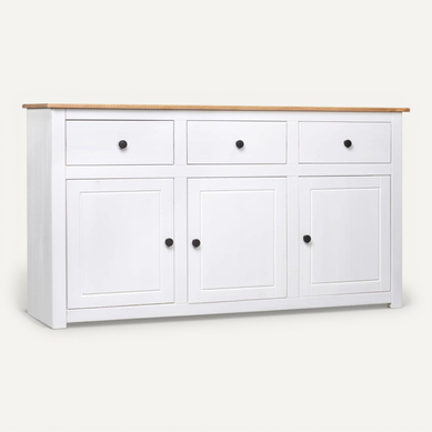 Vidaxl Buffet Blanc 135x40x80 Cm Pin Solide Gamme Panama Armoire Latérale Meuble De Rangement