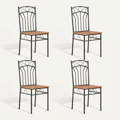Lot De 4 Chaises à Manger Mdf Marron Avec Structure Acier Noir Lot De 4 Chaises à Manger Mdf Marron Avec Structure Acier Noir