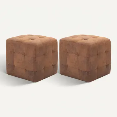 2 Pièces Poufs Marron 30 X 30 X 30 Cm Simili Daim 2 Pièces Poufs Marron 30 X 30 X 30 Cm Simili Daim