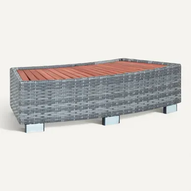 Marche De Spa Gris Résine Tressée 92 X 45 X 25 Cm Marche De Spa Gris Résine Tressée 92 X 45 X 25 Cm