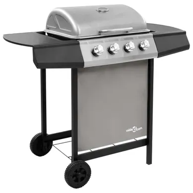 Barbecue Gril à Gaz Avec 4 Brûleurs Noir Et Argenté Barbecue Gril à Gaz Avec 4 Brûleurs Noir Et Argenté