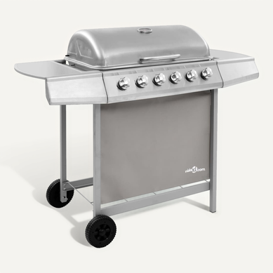Barbecue Gril à Gaz Avec 6 Brûleurs Argenté Barbecue Gril à Gaz Avec 6 Brûleurs Argenté