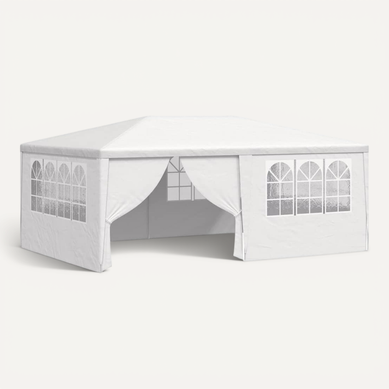 Tente De Réception Avec Parois Latérales 4x6 M Blanc 90 G/m² Chapiteau Belvédère Tonnelle