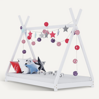 Lit Tipi enfant Blanc Bois De Pin Massif 70x140 Cm Lit Tipi enfant Blanc Bois De Pin Massif 70x140 Cm