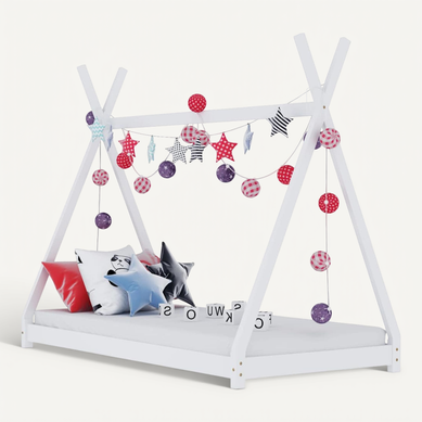 Lit Tipi Pour Enfants Blanche Bois Massif De Pin 80x160 Cm Lit Tipi Pour Enfants Blanche Bois Massif De Pin 80x160 Cm