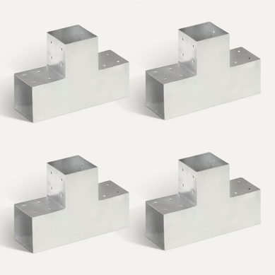 Connecteurs De Poteau 4pcs Forme En T Métal Galvanisé 101x101mm