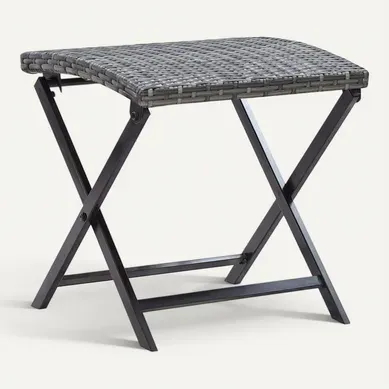 Tabouret Pliable Résine Tressée Gris Tabouret Pliable Résine Tressée Gris
