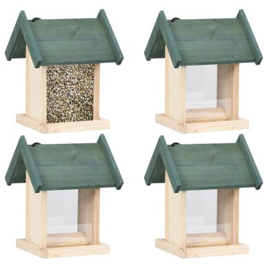 Mangeoires à Oiseaux 4 Pièces Bois De Sapin