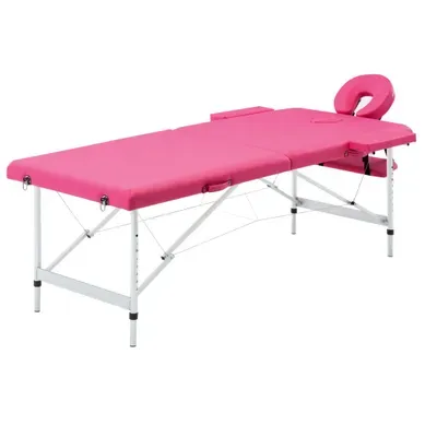 Table De Massage Pliable 2 Zones Aluminium Rose