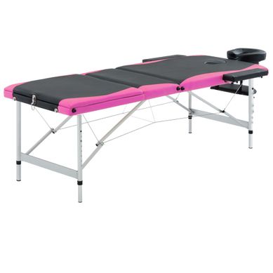 Table De Massage Pliable 3 Zones Aluminium Noir Et Rose