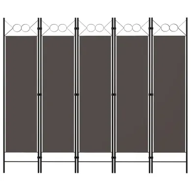 Cloison De Séparation 5 Panneaux Anthracite Tissu Polyester Cadre Fer 200x180 Cm Cloison De Séparation 5 Panneaux Anthracite Tissu Polyester Cadre Fer 200x180 Cm