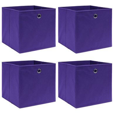 Boîtes De Rangement 4 Pièces Tissu Intissé 28x28x28 Cm Violet Boîtes De Rangement 4 Pièces Tissu Intissé 28x28x28 Cm Violet