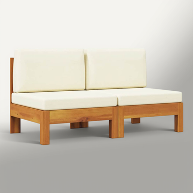 Vidaxl Canapés Centraux 2 Pièces Avec Coussins Blanc Crème Acacia Solide Meuble De Terrasse Jardin Vidaxl Canapés Centraux 2 Pièces Avec Coussins Blanc Crème Acacia Solide Meuble De Terrasse Jardin