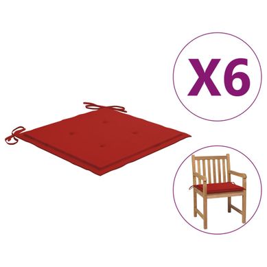 Coussins De Chaise De Jardin 6 PCs Rouge 50x50x3cm Tissu Oxford Coussins De Chaise De Jardin 6 PCs Rouge 50x50x3cm Tissu Oxford