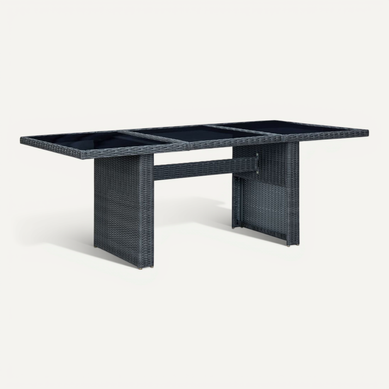 Table De Jardin Gris Foncé Résine Tressée Et Verre Trempé Table De Jardin Gris Foncé Résine Tressée Et Verre Trempé