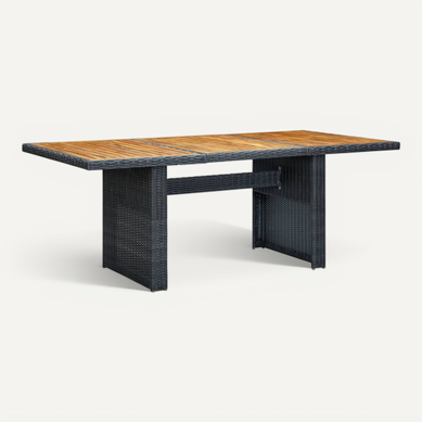 Table De Jardin Gris Foncé Résine Tressée Et Bois D'acacia Table De Jardin Gris Foncé Résine Tressée Et Bois D'acacia