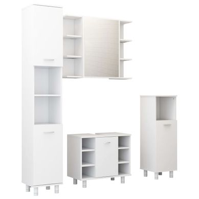 Ensemble De Meubles De Salle De Bain 4pcs Blanc Bois Contreplaque Ensemble De Meubles De Salle De Bain 4pcs Blanc Bois Contreplaque