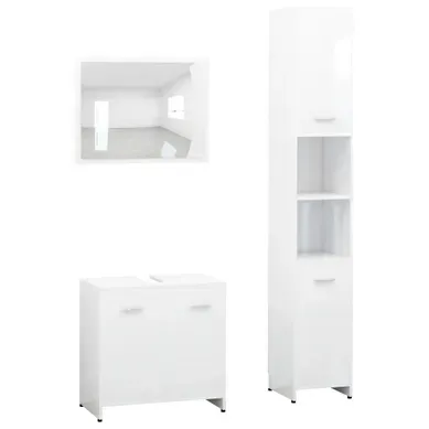Ensemble De Meubles De Salle De Bain 3 Pièces Aggloméré - Blanc Ensemble De Meubles De Salle De Bain 3 Pièces Aggloméré - Blanc