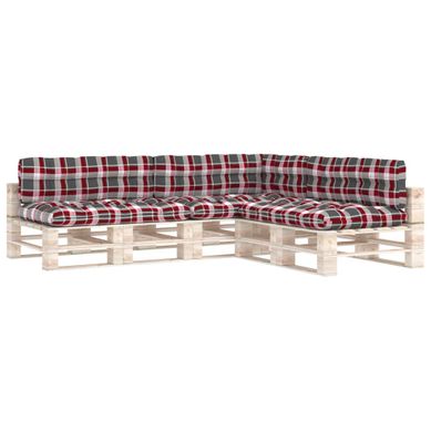 Coussins De Canapé Palette Lot De 7 Motif à Carreaux Rouge