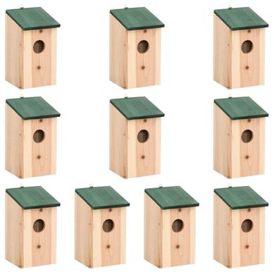 Nichoirs 10 Pièces Bois De Sapin Massif 12x12x22 Cm