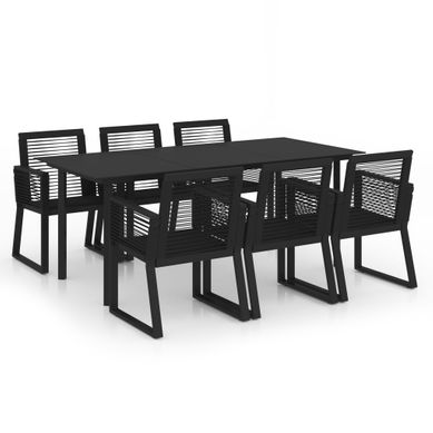 Salon De Jardin 7 PCs Rotin Pvc Noir