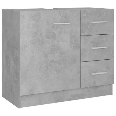Meuble Sous-lavabo Avec 3 Tiroirs à Fermeture Douce Gris Béton 63x30x54 Cm Bois Contreplaqué