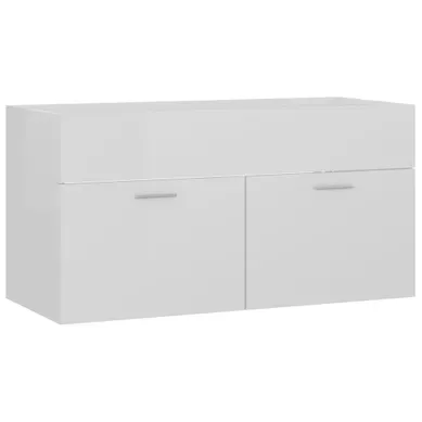 Armoire D'évier Blanc Brillant 90x38,5x46 Cm Bois D’ingénierie