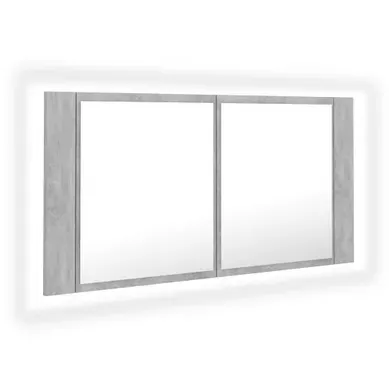 Armoire De Salle De Bain À Miroir LED Gris Béton Acrylique Armoire De Salle De Bain À Miroir LED Gris Béton Acrylique