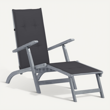 Chaise De Terrasse Avec Repose-pied Et Coussin Acacia Solide Chaise De Terrasse Avec Repose-pied Et Coussin Acacia Solide