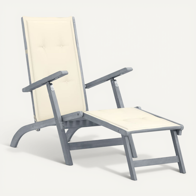 Chaise De Terrasse Avec Repose-pied Et Coussin Acacia Solide Chaise De Terrasse Avec Repose-pied Et Coussin Acacia Solide