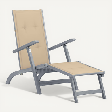 Chaise De Terrasse Avec Repose-pied Et Coussin Acacia Solide Chaise De Terrasse Avec Repose-pied Et Coussin Acacia Solide