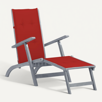 Chaise De Terrasse Avec Repose-pied Et Coussin Acacia Solide Chaise De Terrasse Avec Repose-pied Et Coussin Acacia Solide