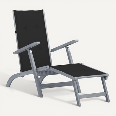 Chaise De Terrasse Avec Repose-pied Et Coussin Acacia Solide Chaise De Terrasse Avec Repose-pied Et Coussin Acacia Solide