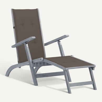 Chaise De Terrasse Avec Repose-pied Et Coussin Acacia Solide Chaise De Terrasse Avec Repose-pied Et Coussin Acacia Solide