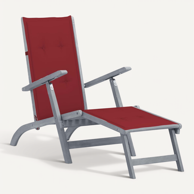 Chaise De Terrasse Avec Repose-pied Et Coussin Acacia Solide Chaise De Terrasse Avec Repose-pied Et Coussin Acacia Solide