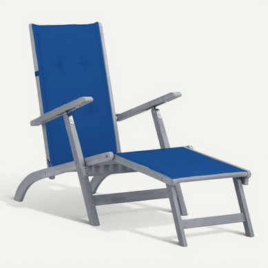 Chaise De Terrasse Avec Repose-pied Et Coussin Acacia Solide Chaise De Terrasse Avec Repose-pied Et Coussin Acacia Solide