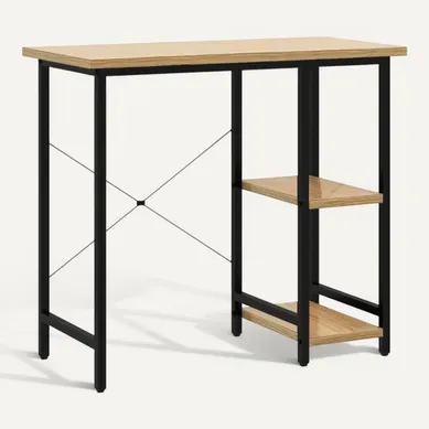 Bureau D'ordinateur 80x40 Cm Noir Chêne Clair Mdf Métal Poste De Travail Industriel Bureau D'ordinateur 80x40 Cm Noir Chêne Clair Mdf Métal Poste De Travail Industriel